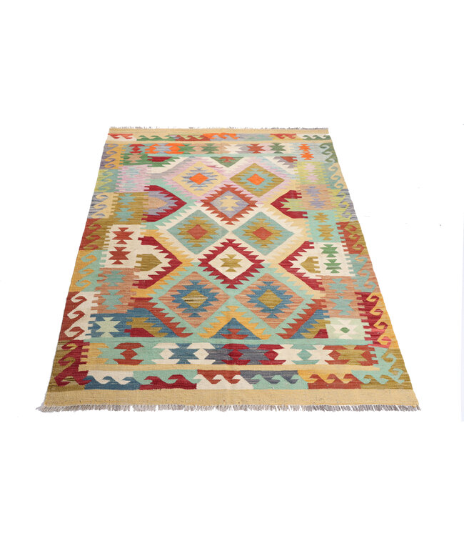 200x150 cm Handgewebter Traditioneller Kelim Teppich Woll