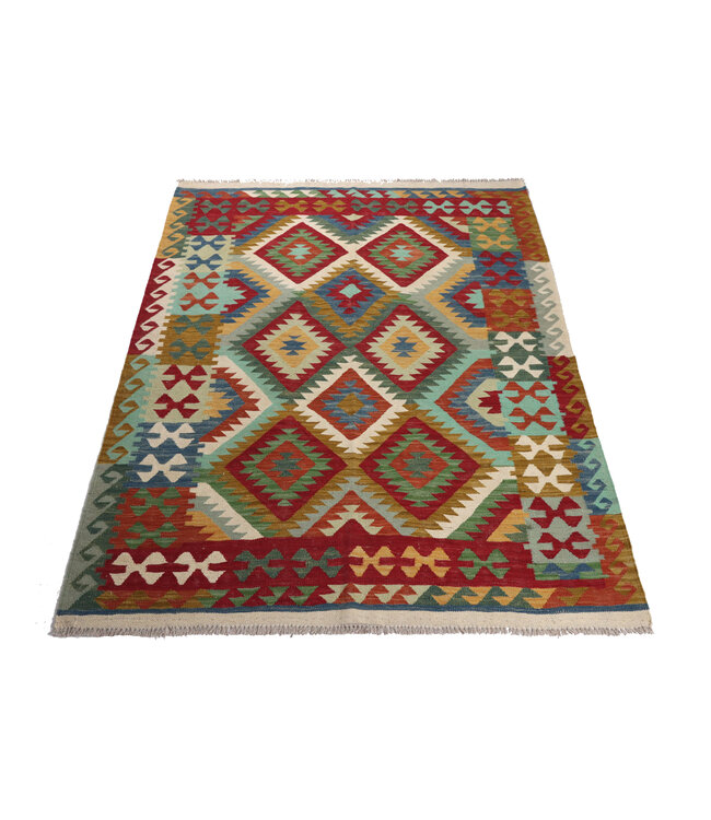 202x153 cm Handwoven Traditional Kelim Area Rug Wool Carpet