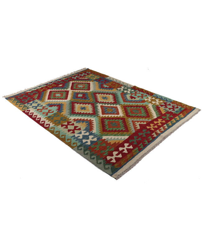 202x153 cm Handwoven Traditional Kelim Area Rug Wool Carpet