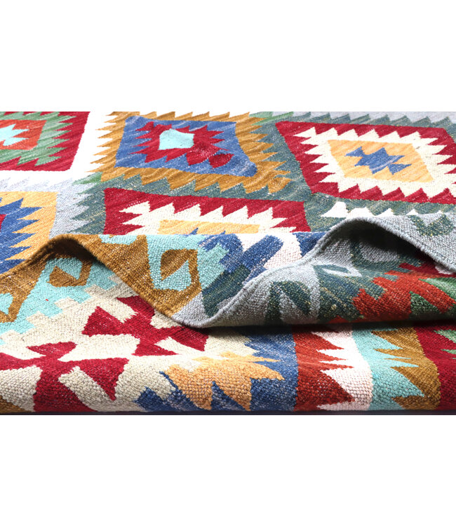 202x153 cm Handgewebter Traditioneller Kelim Teppich Woll