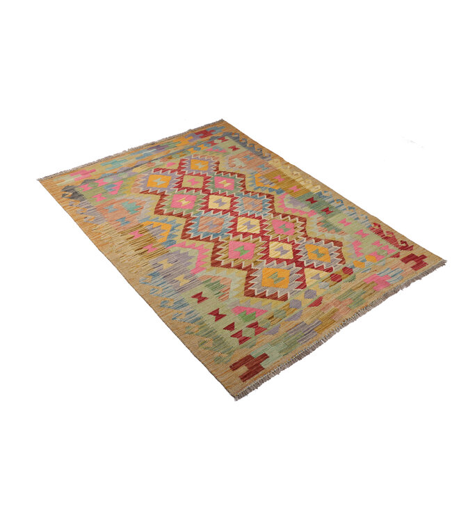 199x144 cm Handwoven Traditional Kelim Area Rug Wool Carpet