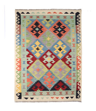 Kelimshop 200x153 cm Handgeweven Traditionele Kelim Vloerkleed Wol Tapijt