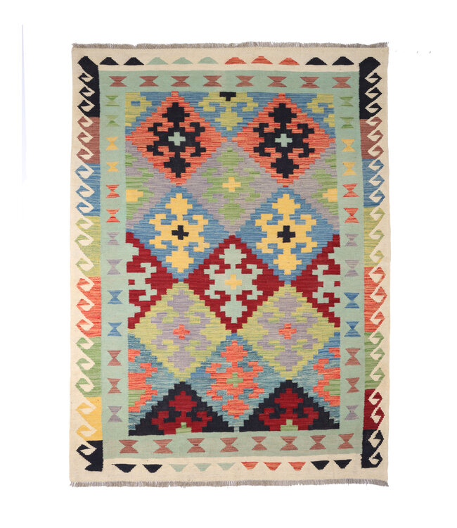 Kelimshop 200x153 cm Handwoven Traditional Kelim Area Rug Wool Carpet