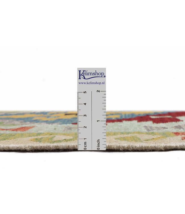 200x153 cm Handgeweven Traditionele Kelim Vloerkleed Wol Tapijt