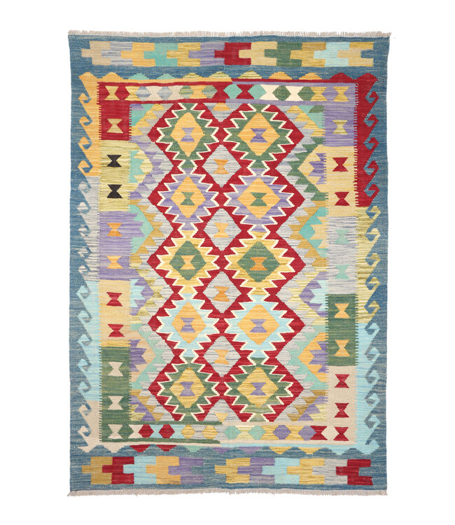 200x145 cm Handwoven Traditional Kelim Area Rug Wool Carpet