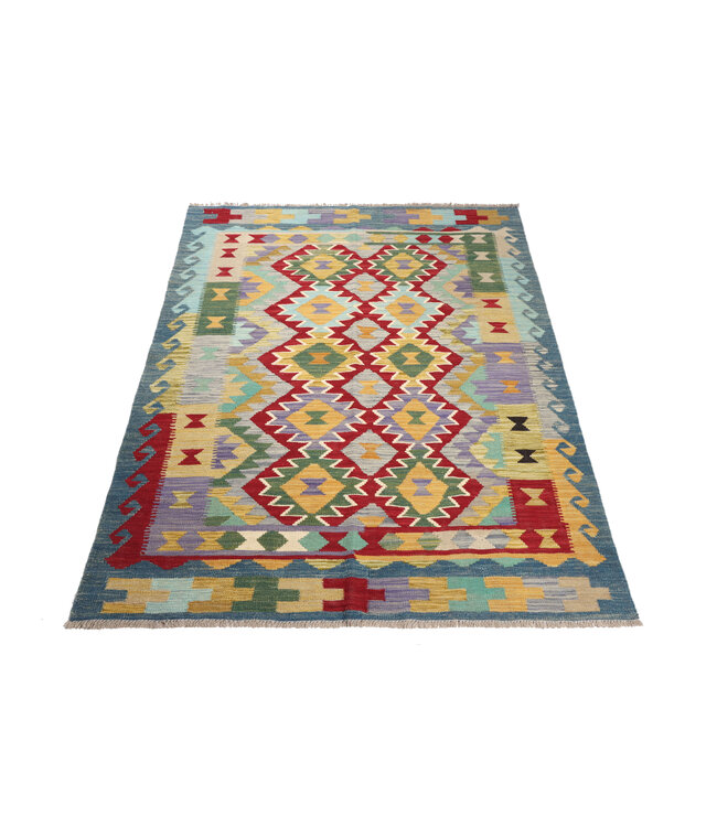 200x145 cm Handwoven Traditional Kelim Area Rug Wool Carpet