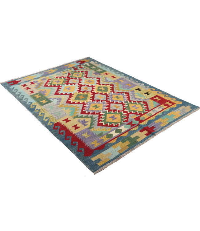 200x145 cm Handgewebter Traditioneller Kelim Teppich Woll