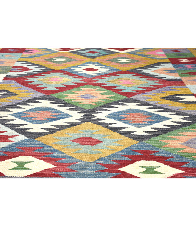 198x152 cm Handwoven Traditional Kelim Area Rug Wool Carpet