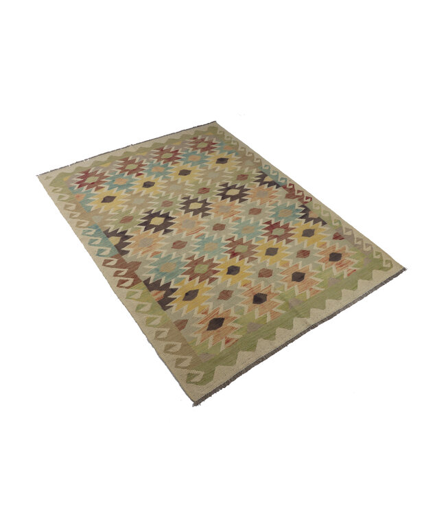 190x148 cm Handwoven Traditional Kelim Area Rug Wool Carpet