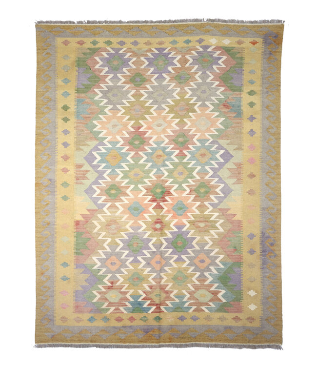 204x153 cm Handgewebter Traditioneller Kelim Teppich Woll