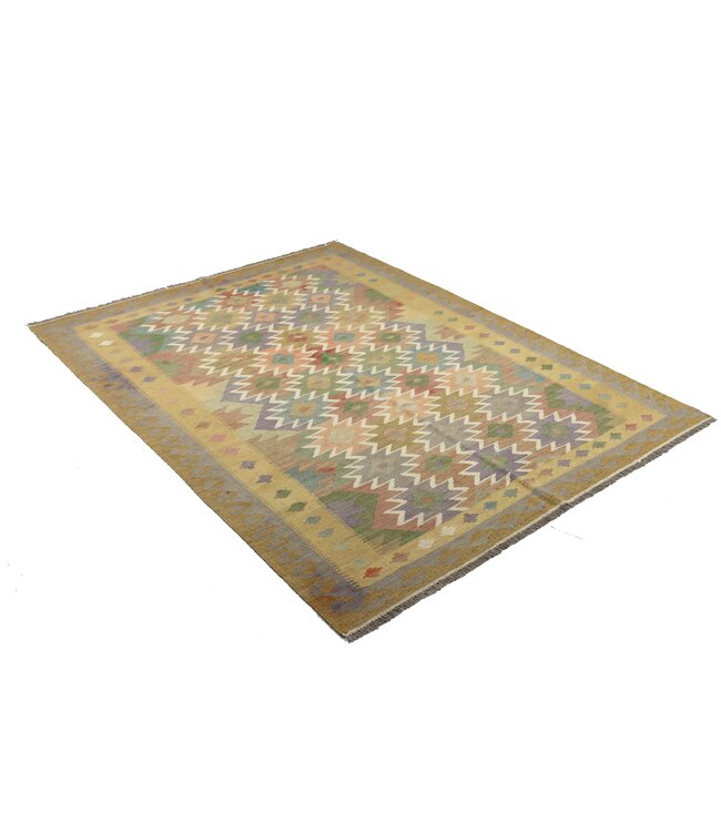 204x153 cm Handgewebter Traditioneller Kelim Teppich Woll