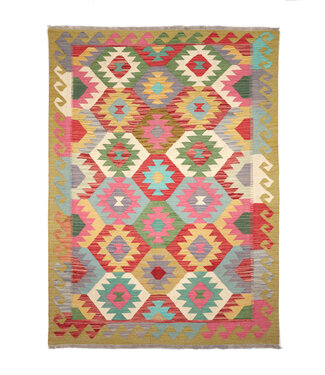 Kelimshop 200x150 cm Handgewebter Traditioneller Kelim Teppich Woll