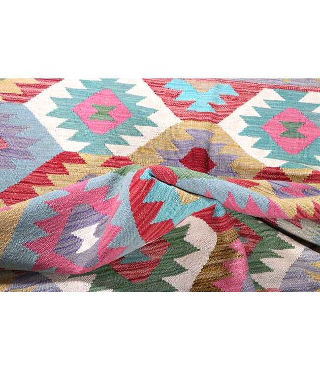 200x150 cm Handgeweven Traditionele Kelim Vloerkleed Wol Tapijt