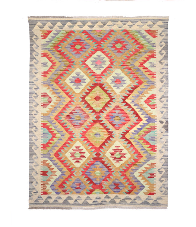 209x148 cm Handwoven Traditional Kelim Area Rug Wool Carpet