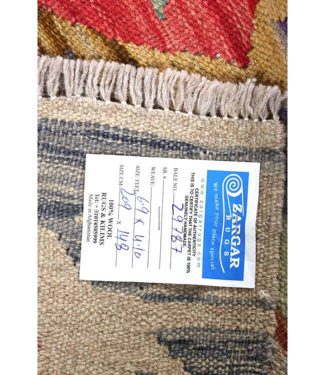 209x148 cm Handwoven Traditional Kelim Area Rug Wool Carpet