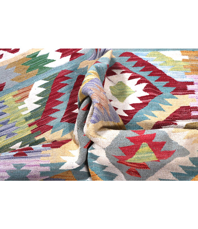 200x149  cm Handgeweven Traditionele Kelim Vloerkleed Wol Tapijt