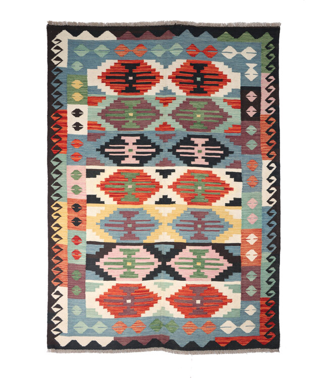 204x148  cm Handgewebter Traditioneller Kelim Teppich Woll