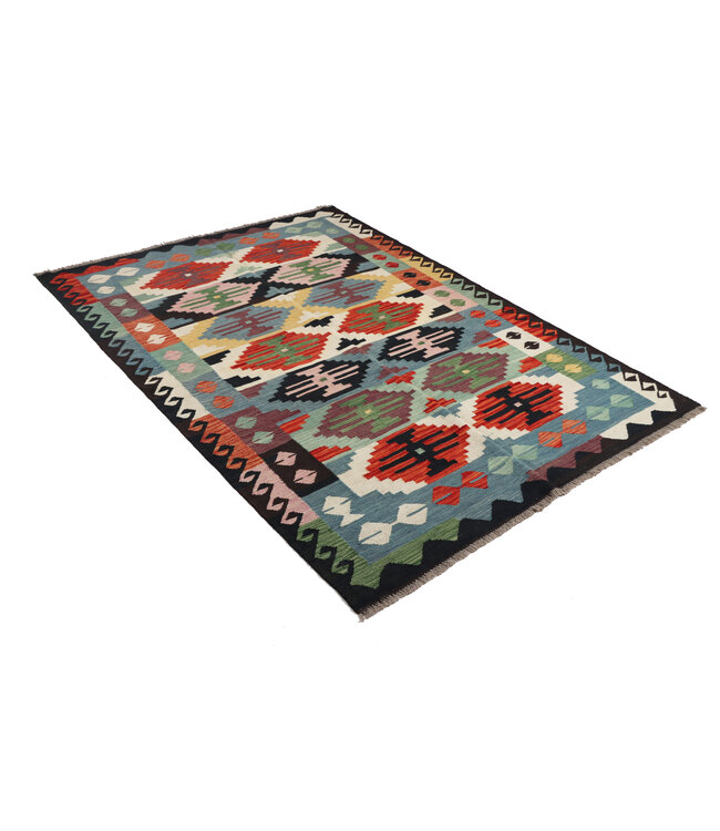 204x148  cm Handgewebter Traditioneller Kelim Teppich Woll