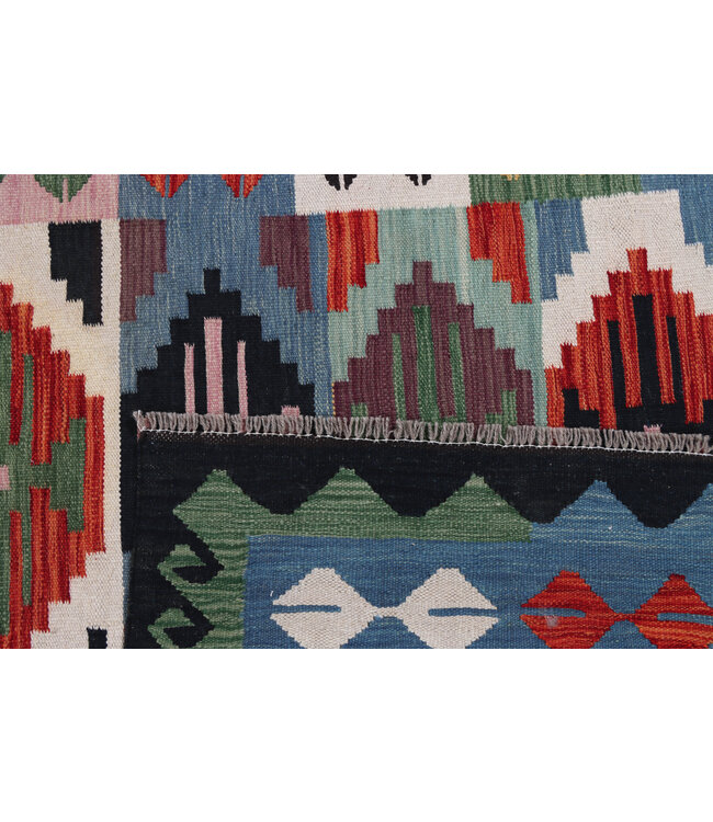 204x148 cm Handgeweven Traditionele Kelim Vloerkleed Wol Tapijt