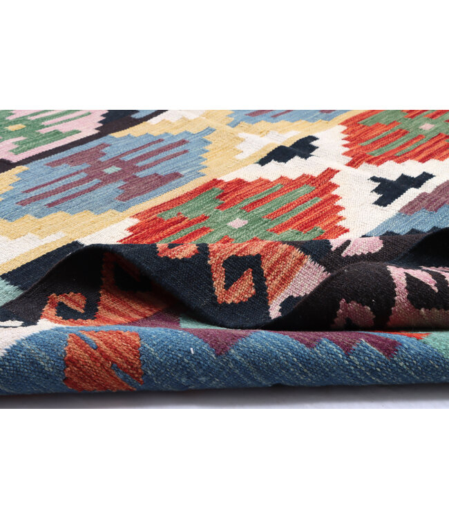 204x148 cm Handgeweven Traditionele Kelim Vloerkleed Wol Tapijt