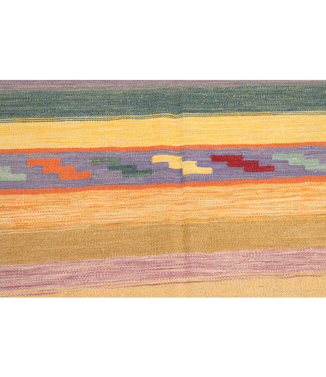 204x150 cm Handgewebter Moderner Orange  Woll-Kelim-Teppich