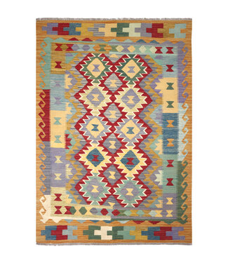 Kelimshop 203x149  cm Handgewebter Traditioneller Kelim Teppich Woll