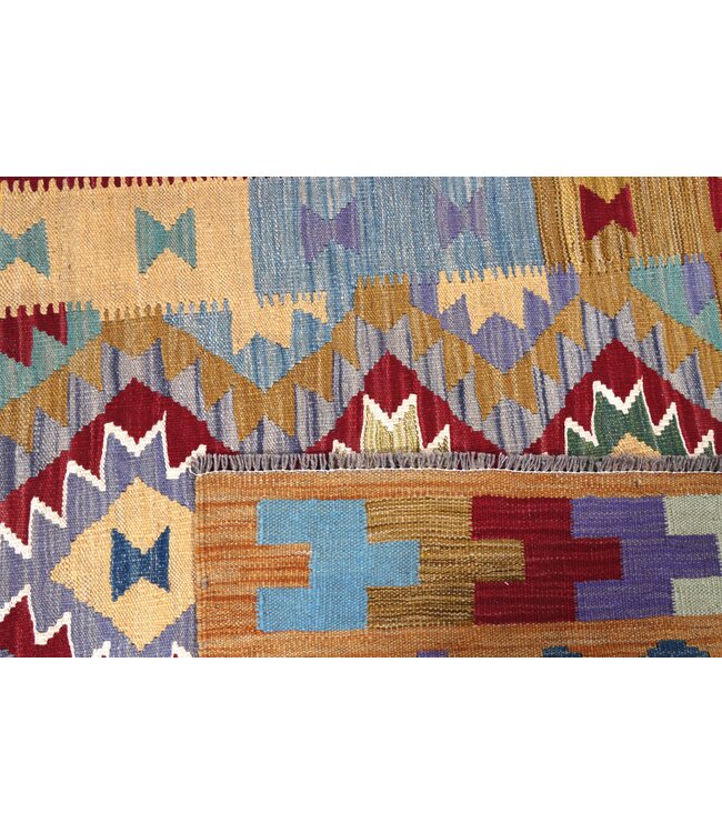 203x149 cm Handgeweven Traditionele Kelim Vloerkleed Wol Tapijt