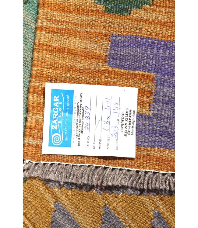 203x149  cm Handwoven Traditional Kelim Area Rug Wool Carpet