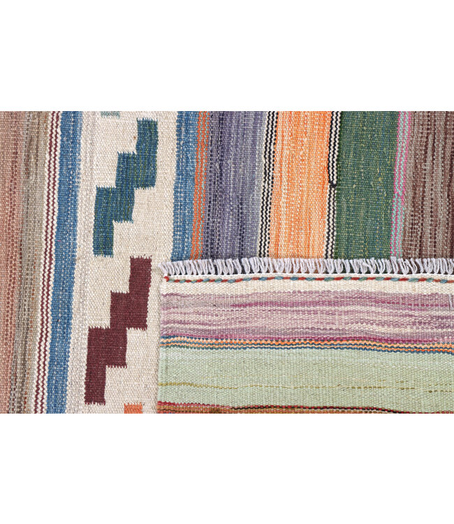 202x147 cm Handgewebter Moderner  Woll-Kelim-Teppich