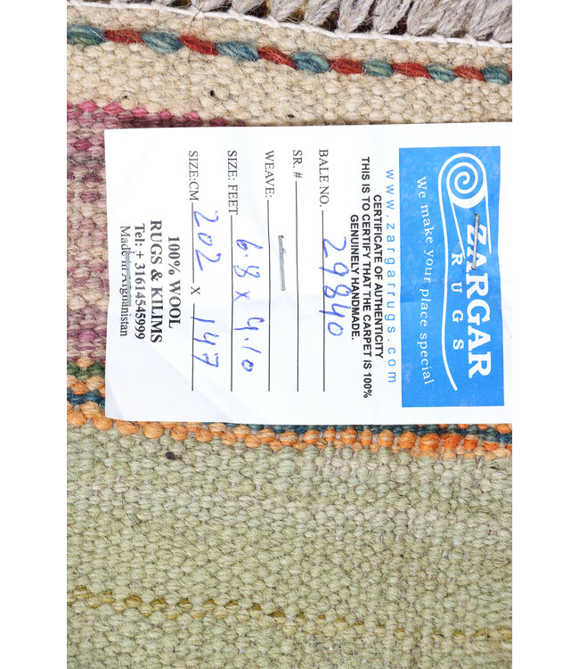 202x147 cm Handgewebter Moderner  Woll-Kelim-Teppich