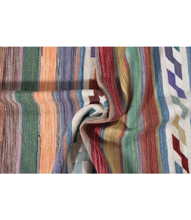 202x147 cm Handgewebter Moderner  Woll-Kelim-Teppich