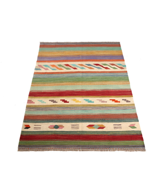 200x149  cm Handwoven Modern Orange Wool Kilim Rug