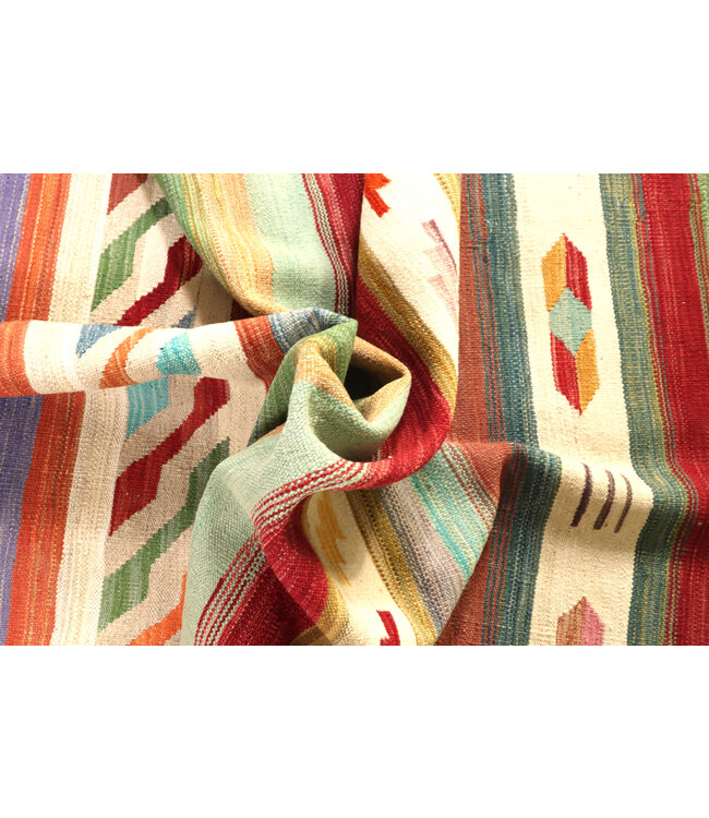 200x149  cm Handgewebter Moderner  Woll-Kelim-Teppich