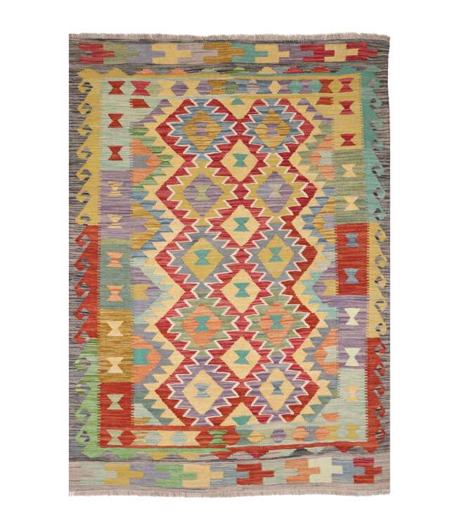 201x145  cm Handwoven Traditional Kelim Area Rug Wool Carpet