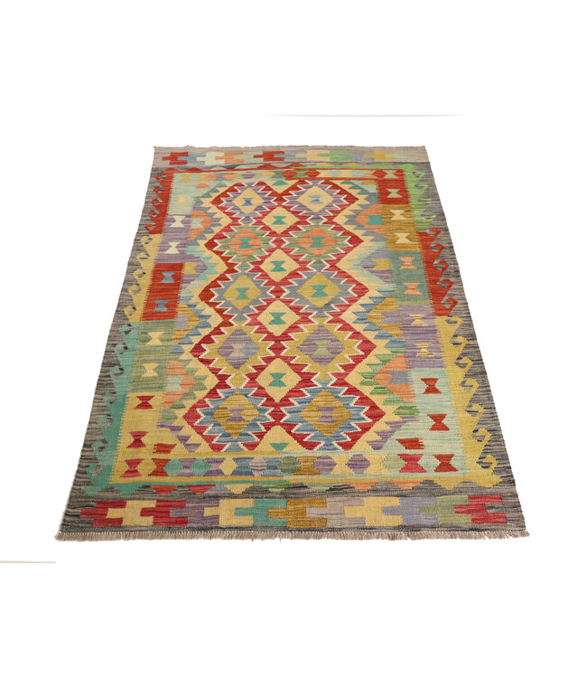 201x145  cm Handgewebter Traditioneller Kelim Teppich Woll