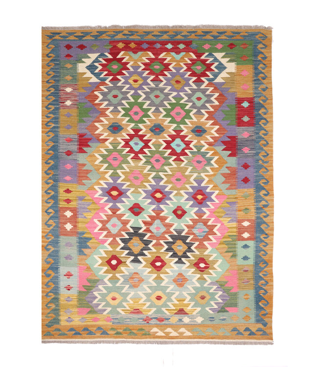 205x155  cm Handwoven Traditional Kelim Area Rug Wool Carpet