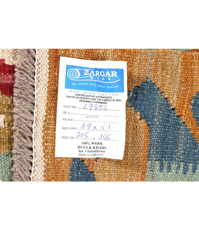 205x155  cm Handgewebter Traditioneller Kelim Teppich Woll