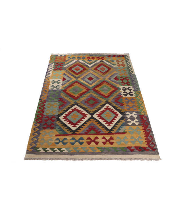 208x150  cm Handwoven Traditional Kelim Area Rug Wool Carpet