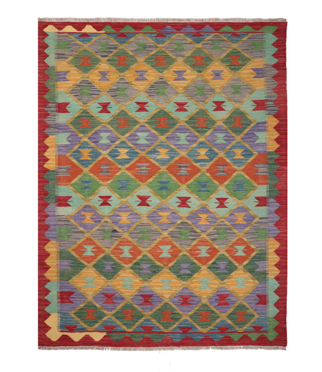 200x154  cm Handwoven Traditional Kelim Area Rug Wool Carpet