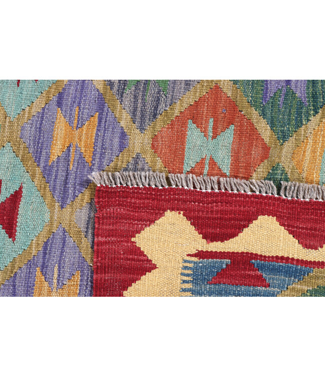 200x154 cm Handgeweven Traditionele Kelim Vloerkleed Wol Tapijt