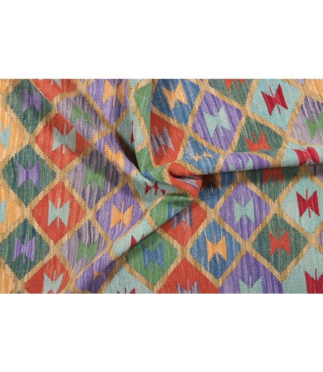 200x154 cm Handgeweven Traditionele Kelim Vloerkleed Wol Tapijt