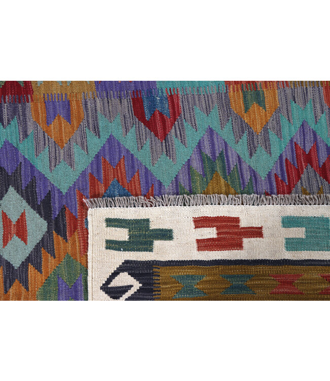 195x148 cm Handgeweven Traditionele Kelim Vloerkleed Wol Tapijt