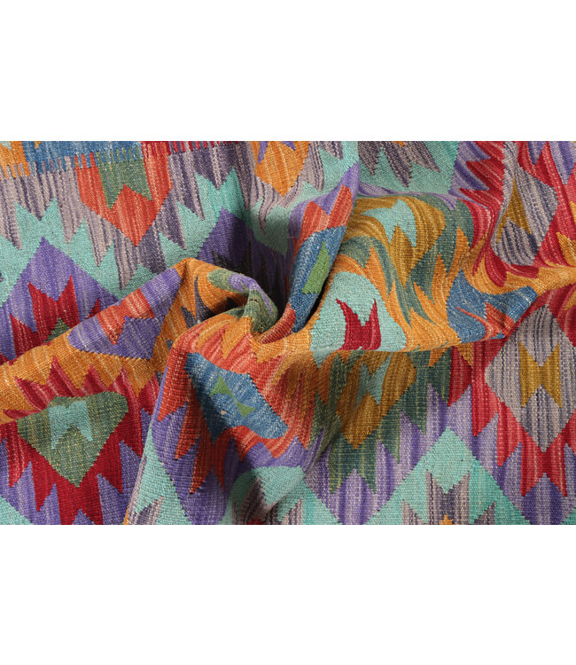 195x148 cm Handgeweven Traditionele Kelim Vloerkleed Wol Tapijt