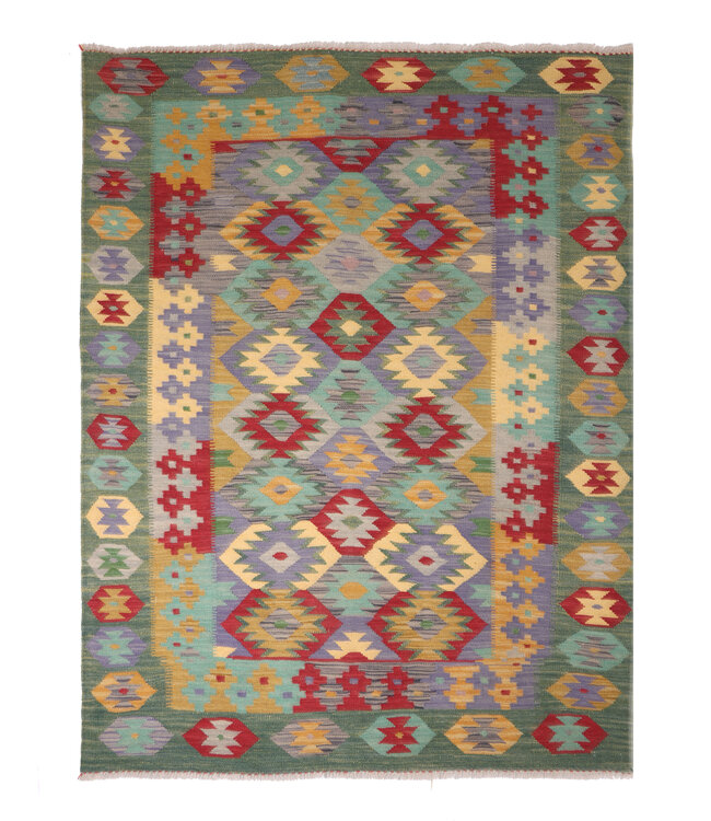 200x159  cm Handgewebter Traditioneller Kelim Teppich Woll