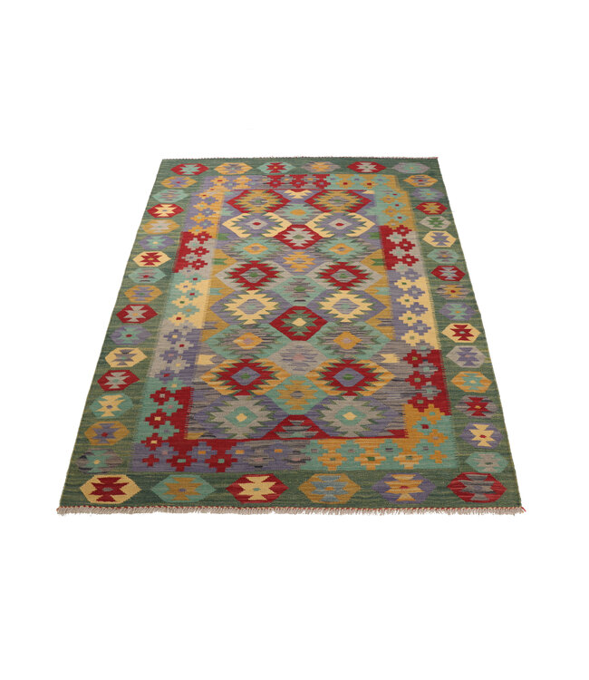 200x159  cm Handwoven Traditional Kelim Area Rug Wool Carpet