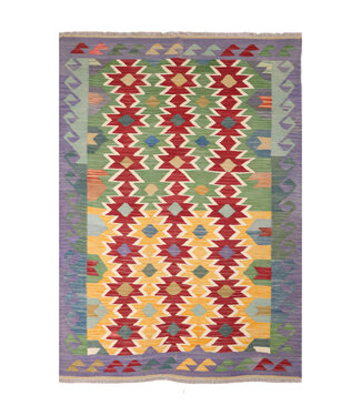 Kelimshop 197x146 cm Handgeweven Traditionele Kelim Vloerkleed Wol Tapijt