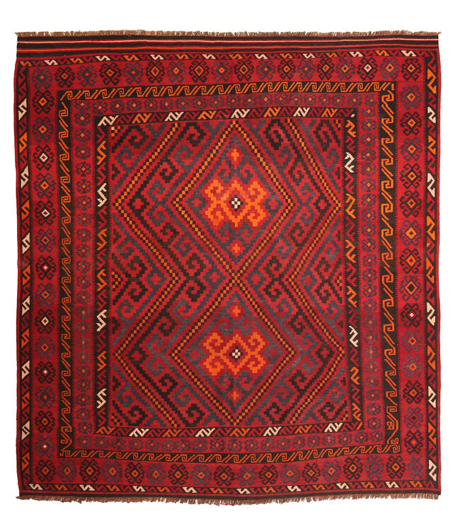 Maimana Handgewebte Orientalisch Wolle Kelim Teppich 293x 263 cm