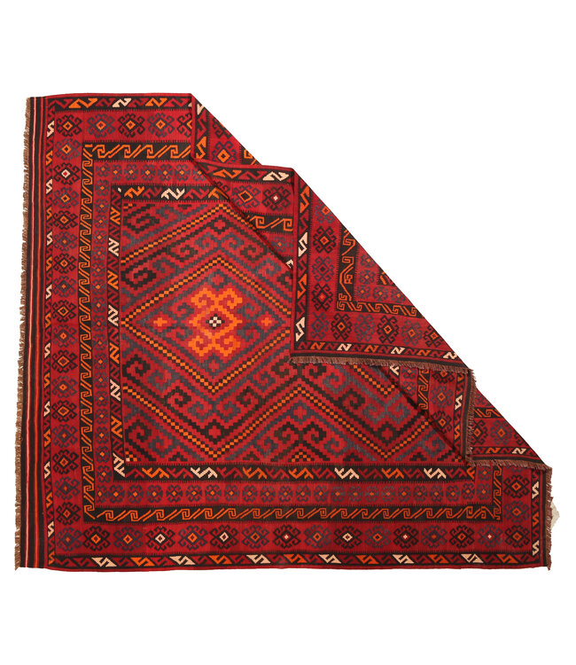 Maimana Handgewebte Orientalisch Wolle Kelim Teppich 293x 263 cm