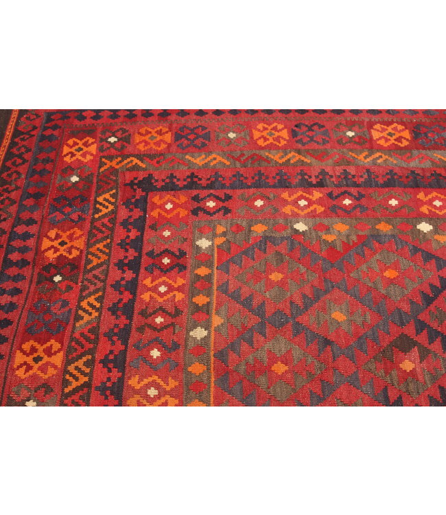 Maimana Handgemaakt Oosters Kelim Wol Vloerkleed 304x 246 cm
