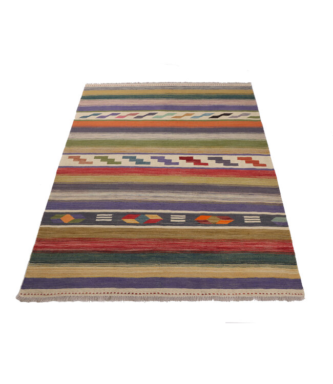 200x144  cm Handgeweven Moderne  Wollen Kelim Tapijt